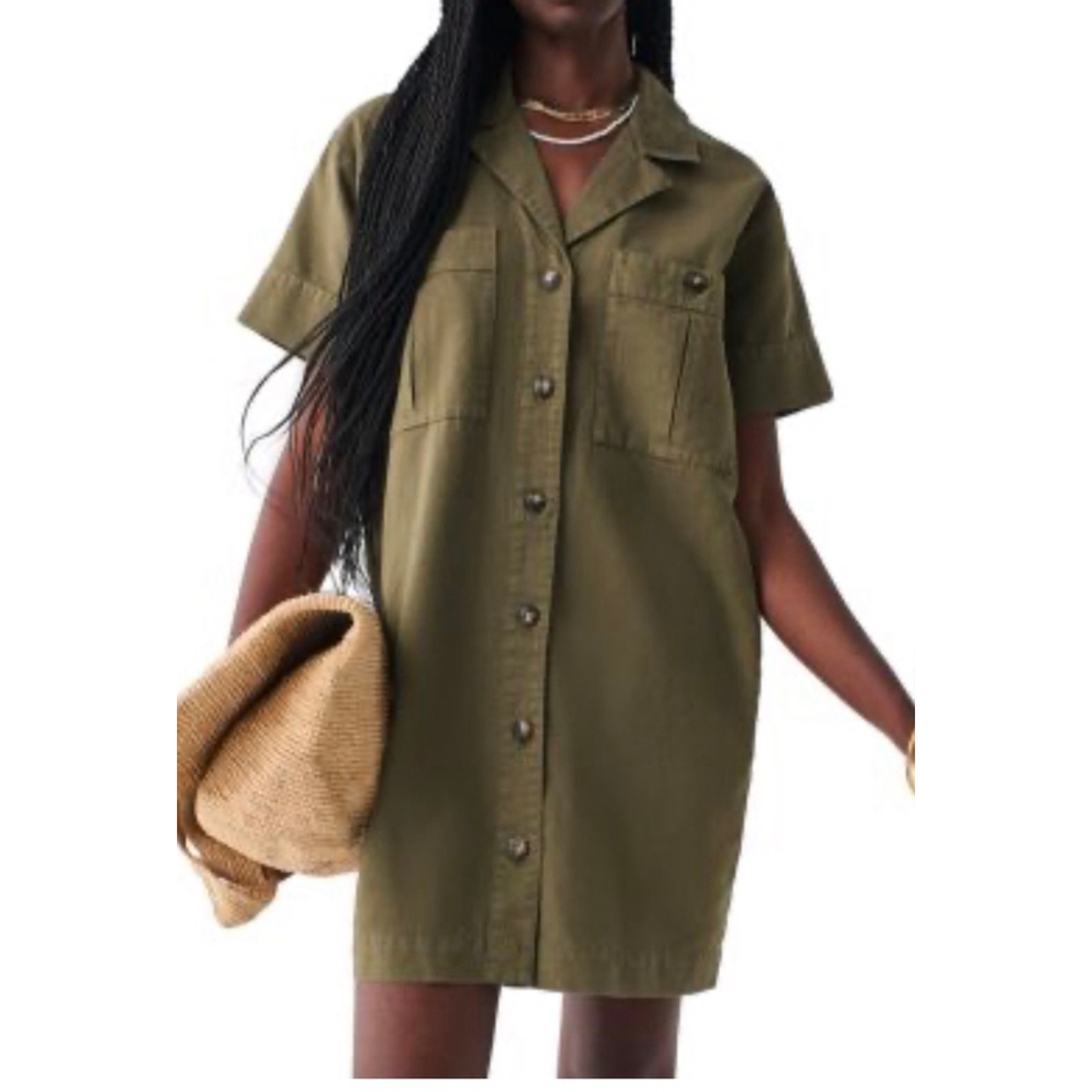 FAHERTY Garment Dyed Olive Green Palos Verdes Dress S